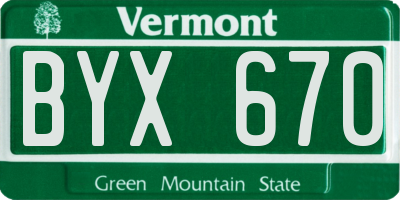 VT license plate BYX670