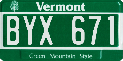 VT license plate BYX671