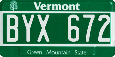 VT license plate BYX672