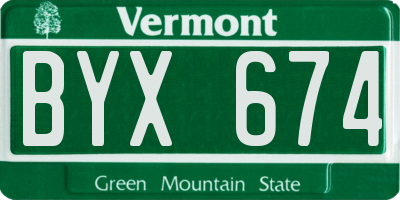 VT license plate BYX674