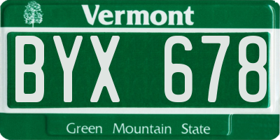 VT license plate BYX678