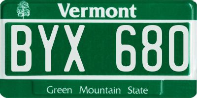 VT license plate BYX680