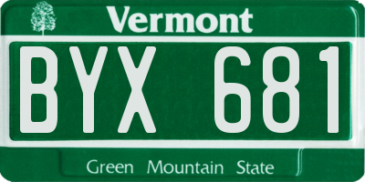 VT license plate BYX681
