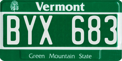 VT license plate BYX683