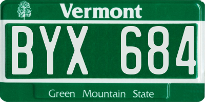 VT license plate BYX684