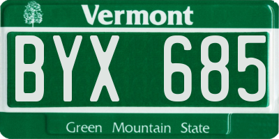 VT license plate BYX685