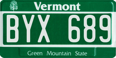 VT license plate BYX689