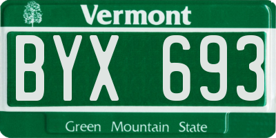 VT license plate BYX693