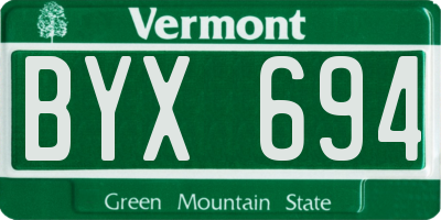 VT license plate BYX694