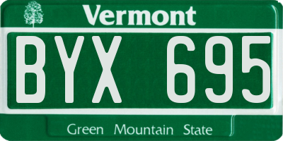 VT license plate BYX695