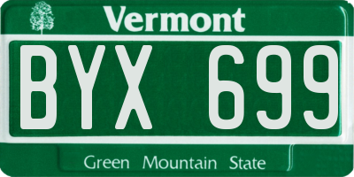 VT license plate BYX699