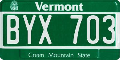 VT license plate BYX703