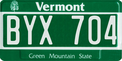 VT license plate BYX704