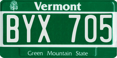 VT license plate BYX705