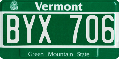 VT license plate BYX706
