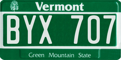 VT license plate BYX707