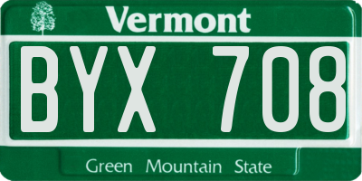 VT license plate BYX708