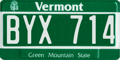 VT license plate BYX714