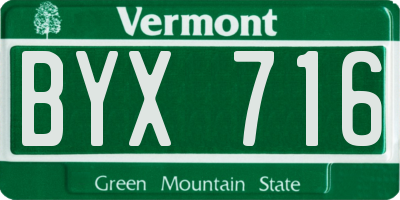 VT license plate BYX716