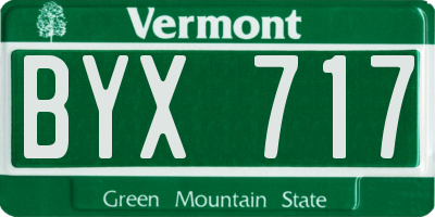 VT license plate BYX717