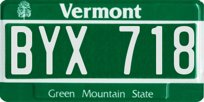 VT license plate BYX718