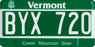VT license plate BYX720