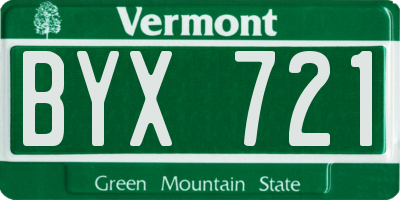 VT license plate BYX721
