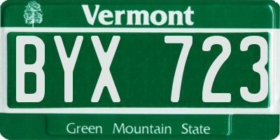 VT license plate BYX723