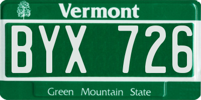 VT license plate BYX726