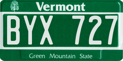 VT license plate BYX727