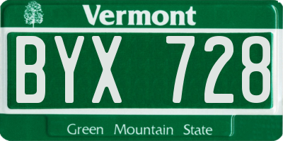 VT license plate BYX728