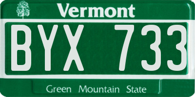 VT license plate BYX733