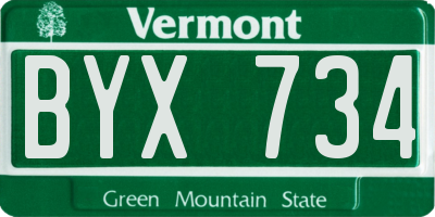 VT license plate BYX734