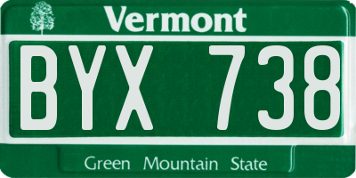 VT license plate BYX738