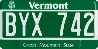 VT license plate BYX742