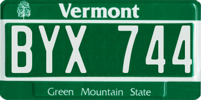 VT license plate BYX744