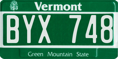 VT license plate BYX748