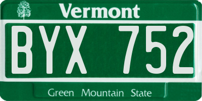 VT license plate BYX752