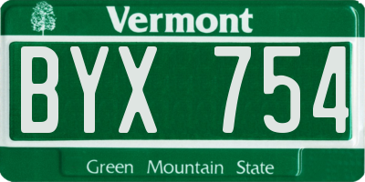 VT license plate BYX754