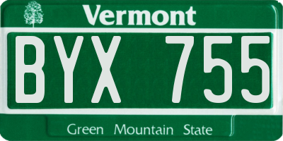 VT license plate BYX755