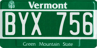 VT license plate BYX756