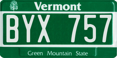 VT license plate BYX757