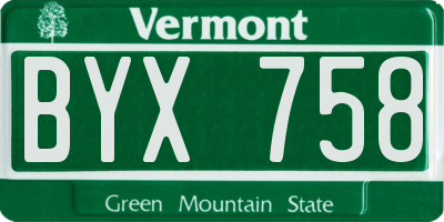VT license plate BYX758