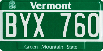 VT license plate BYX760