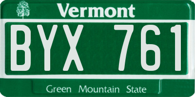VT license plate BYX761