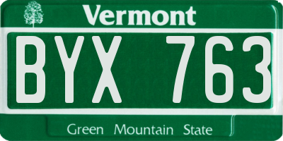VT license plate BYX763