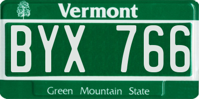 VT license plate BYX766
