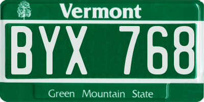 VT license plate BYX768