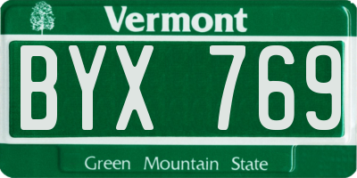VT license plate BYX769
