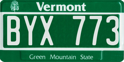 VT license plate BYX773